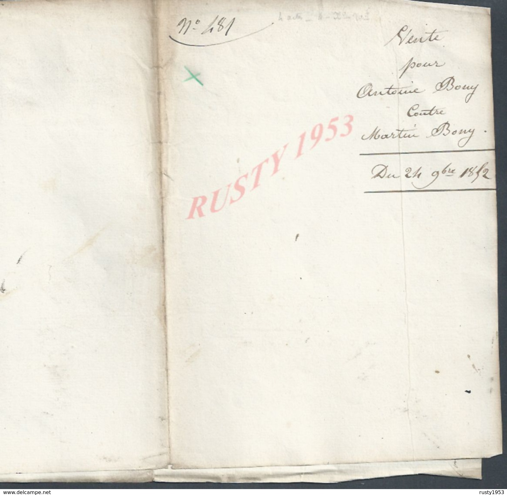 SAINT PIERRE ROCHE SAINT BONNET 1852 ACTE VENTE D UNE TERRE POUR ANTOINE BONY CONTRE MARTIN BONY 2 PAGES : - Manuscripts