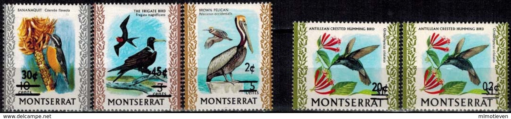 MDB-BK9-193 MINT ¤ MONTSERRAT 1976-1974 5w In Serie ¤ OVERPRINT - BIRDS OF THE WORLD OISEAUX BIRDS VOGELS VÖGEL AVES - Uccelli Canterini Ed Arboricoli