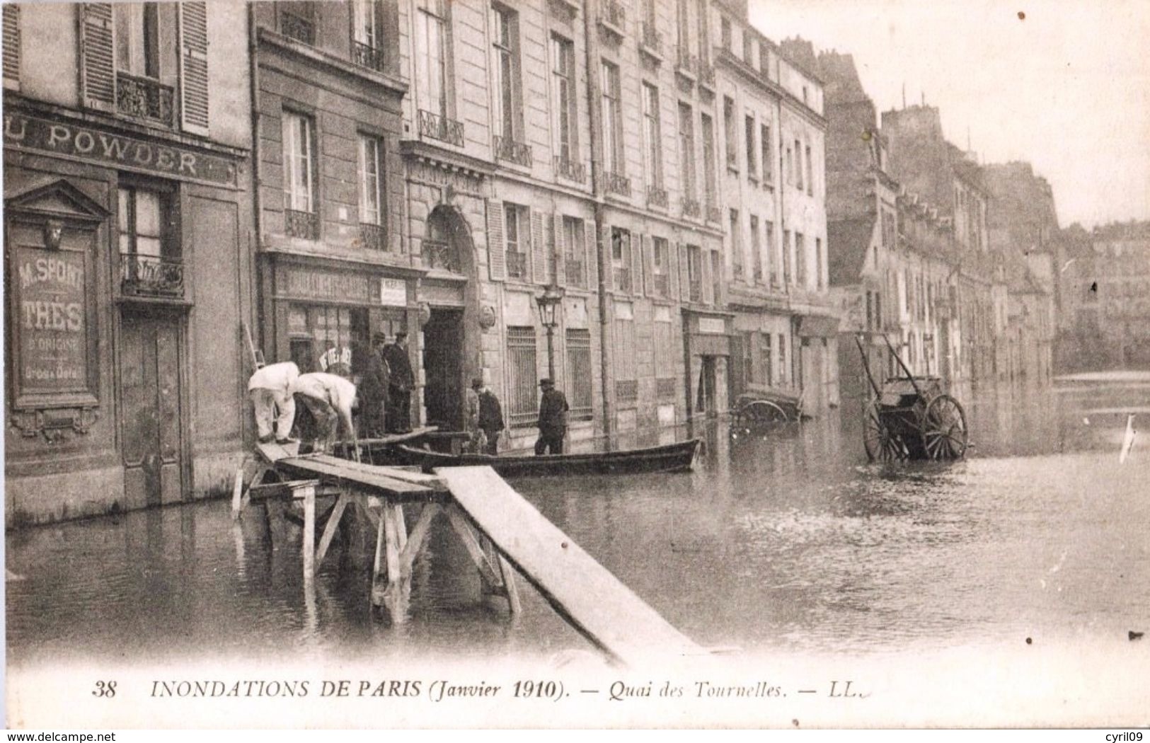 Inondations Paris (Janvier 1910) - Quai Des Tournelles (LL N°38) - Überschwemmung 1910