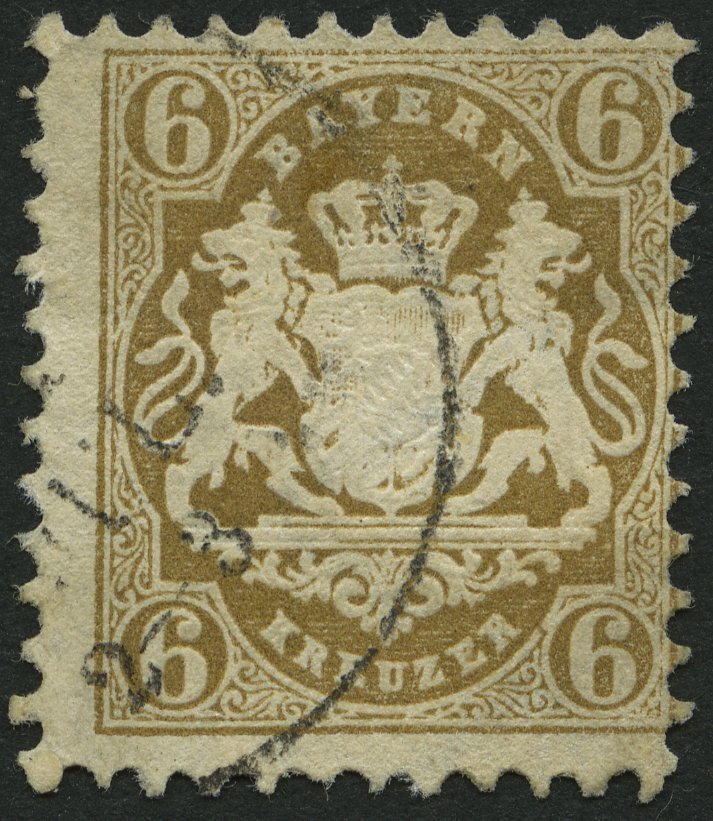 BAYERN 24X O, 1870, 6 Kr. Lebhaftockerbraun, Wz. Enge Rauten, Etwas Dezentriert, Pracht, Mi. 90.- - Autres & Non Classés