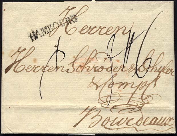 HAMBURG VORPHILA 1781, HAMBOURG, L1 Auf Brief Nach Bordeaux, Pracht - Other & Unclassified