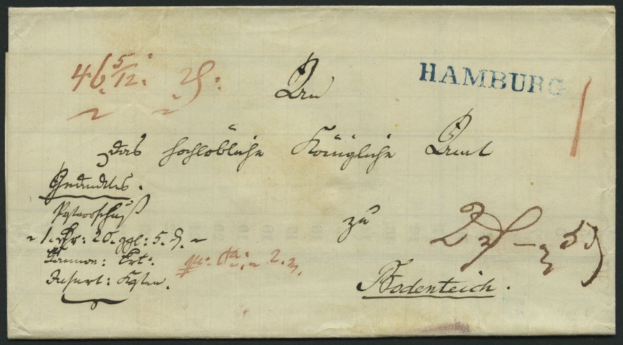 HAMBURG VORPHILA 1852, HAMBURG, Blauer L1 Auf Amtsbrief Nach Bodenteich, Pracht - Precursores