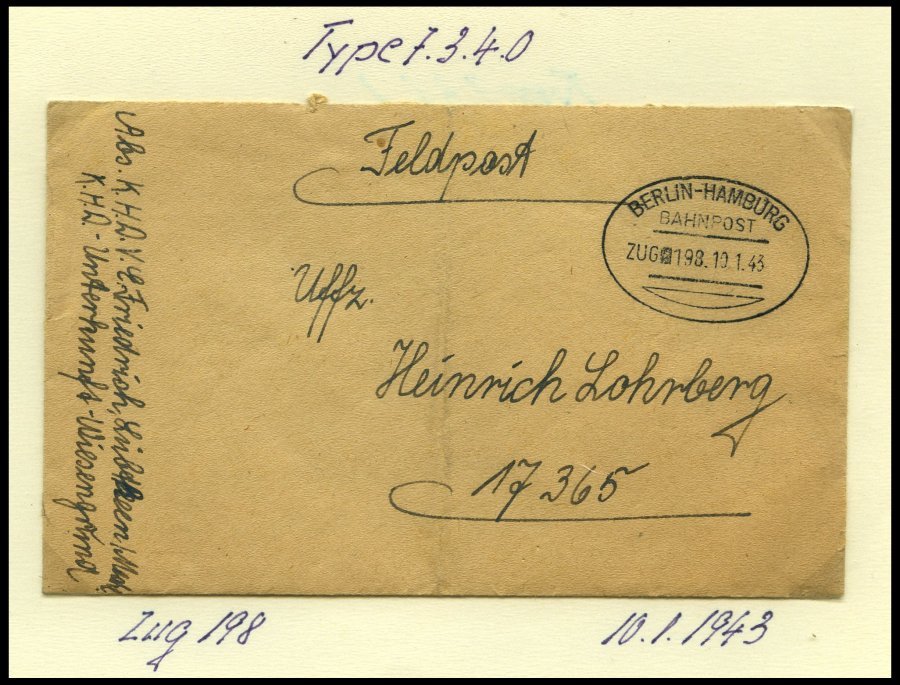 BAHNPOST Berlin-Hamburg (verschiedene Züge Und Typen) 1907-1938, 7 Belege Feinst - Franking Machines (EMA)