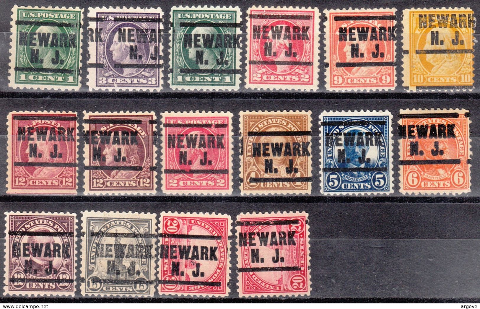 USA Precancel Vorausentwertungen Preo, Locals New Jersey, Newark 203, 16 Diff. Perf. 2 X 11x11, 14 X 11x11 - Vorausentwertungen