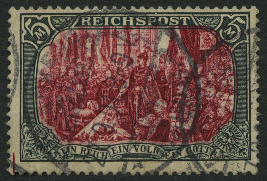 Dt. Reich 66III O, 1900, 5 M. Reichspost, Type I, Nachmalung Mit Rot Und Deckweiß, Pracht, Gepr. Dr. Hochstädter, Mi. 50 - Other & Unclassified