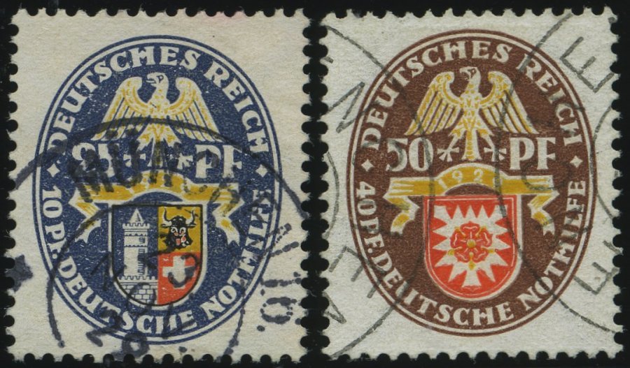 Dt. Reich 433/4 O, 1929, 25 Und 50 Pf. Nothilfe, 2 Prachtwerte, Mi. 185.- - Usati