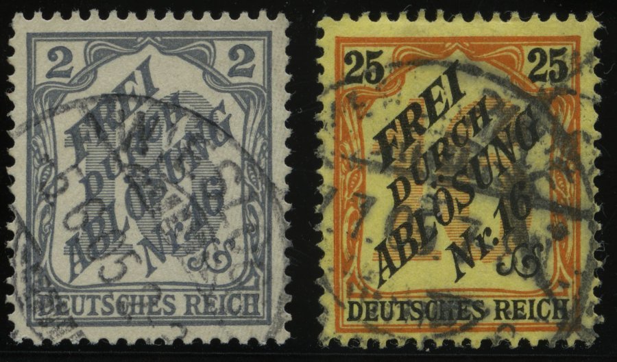 DIENSTMARKEN D 9,14 O, 1905, 2 Und 25 Pf. Baden, 2 Prachtwerte, Gepr. Dr. Oechsner, Mi. 170.- - Oficial