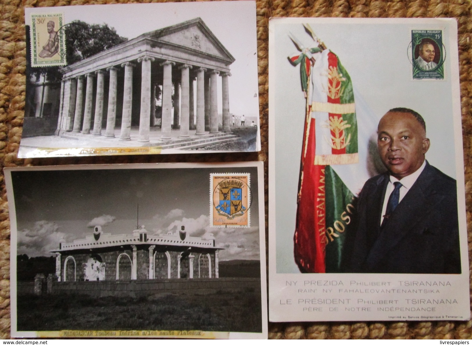 Madagascar Lot  7 Cartes Photos Philatelie Timbres 1er Jours 1968 Tananarive - Madagascar