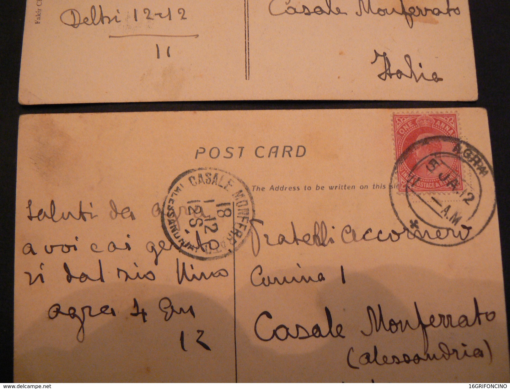 1911.....3  POST CARD OF ONDIA WITH POSTAGE STAMPS OF  1 ANNA.....3 CARTOLINE POSTALI DALL'INDIA - 1902-11 King Edward VII