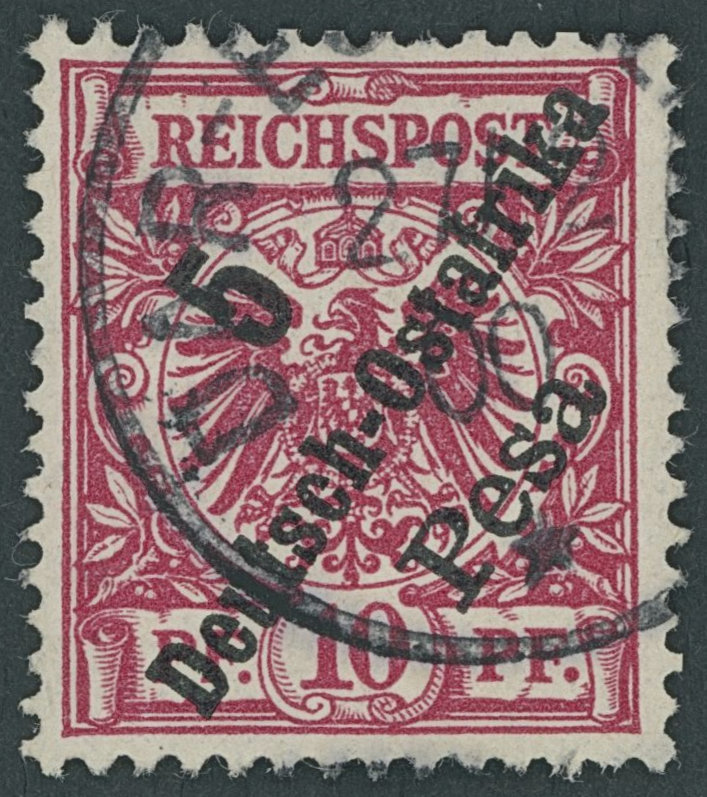 DEUTSCH-OSTAFRIKA 8b O, 1896, 5 Pf. Auf 10 Pf. Rotkarmin, üblich Gezähnt Pracht, Gepr. Jäschke-L., Mi. 120.- - Afrique Orientale