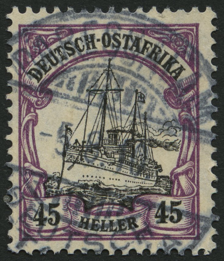DEUTSCH-OSTAFRIKA 36 O, 1906, 45 H. Mittelbraunviolett/schwarz, Mit Wz., Pracht, Mi. 70.- - África Oriental Alemana