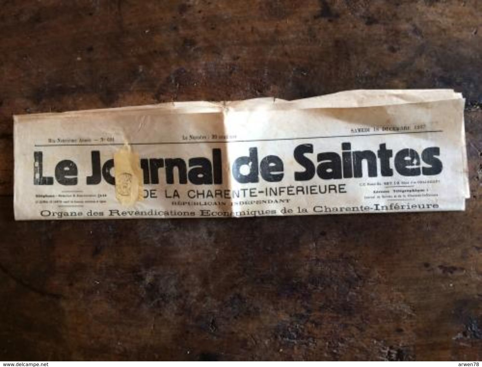 Le Journal De Saintes Du Samedi 18 Decembre1937 Cachet Film Pepe Le Moko Jean Gabin - Collections