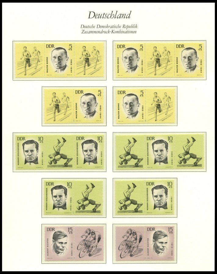 ZUSAMMENDRUCKE **, Postfrische Sammlung Zusammendrucke DDR Von 1959-90 In 3 Borek Falzlosalben Mit Guten Mittleren Ausga - Se-Tenant