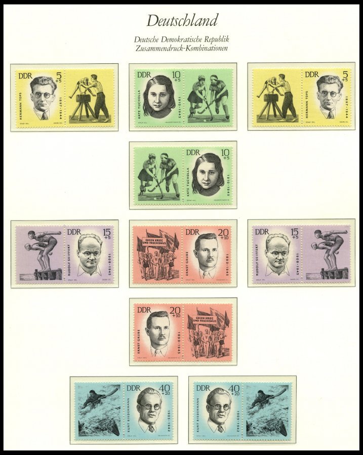 ZUSAMMENDRUCKE **, postfrische Sammlung Zusammendrucke DDR von 1959-90 in 3 Borek Falzlosalben mit guten mittleren Ausga