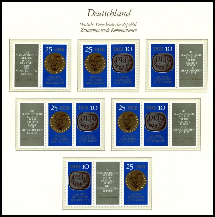 ZUSAMMENDRUCKE **, postfrische Sammlung Zusammendrucke DDR von 1959-90 in 3 Borek Falzlosalben mit guten mittleren Ausga