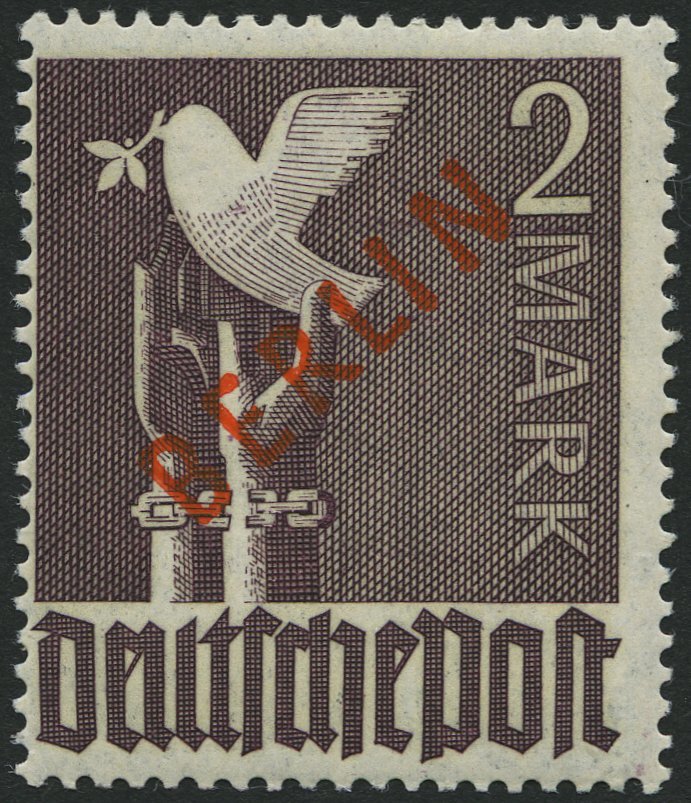 BERLIN 34 **, 1949, 2 M. Rotaufdruck, Normale Zähnung, Pracht, Gepr. U.a. H.D. Schlegel, Mi. 300.- - Altri & Non Classificati