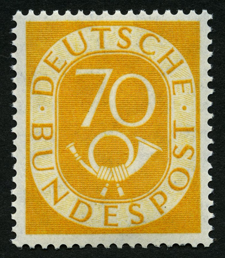BUNDESREPUBLIK 136 **, 1952, 70 Pf. Posthorn, Unten Ein Kürzerer Zahn Sonst Pracht, Mi. 500.- - Other & Unclassified