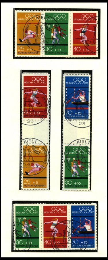 ZUSAMMENDRUCKE MH 17-SZ 2b O,Brief , 1972, Olympische Spiele Komplett Mit ET-Sonderstempeln, Sowie Heftchenblatt 22 Und  - Altri & Non Classificati