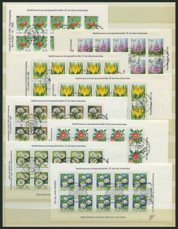 ZUSAMMENDRUCKE H-Bl. O, 1991-2000, Freimarken, Alle 12 Folien-Heftchenblätter, Sonderstempel, Pracht - Cuadernillos