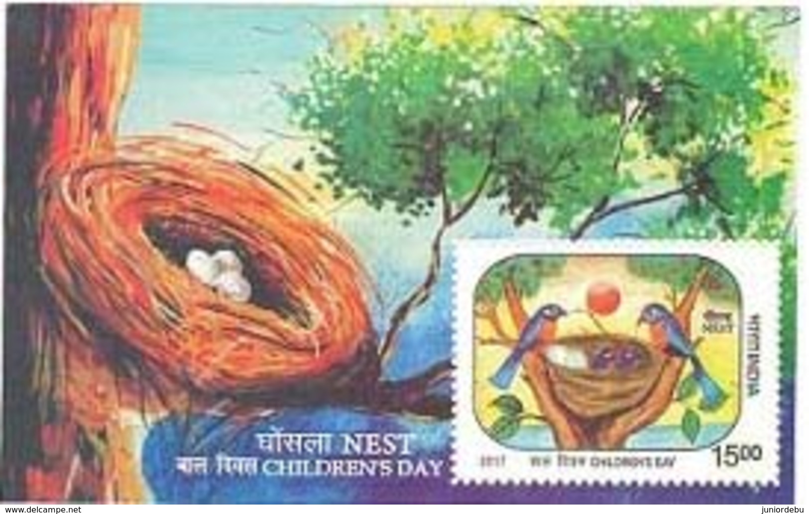 India - 2017 - Children's Day - MNH - 2 Diff MIniature Sheets. ( Bird, Bird Nest, Children Painting ) - Nuevos