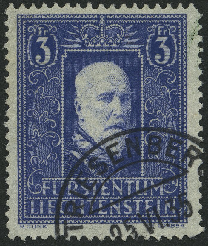 LIECHTENSTEIN 141I O, 1933, 3 Fr. Fürst Franz I, Pracht, Fotoattest Marxer, Mi. 280.- - Otros & Sin Clasificación