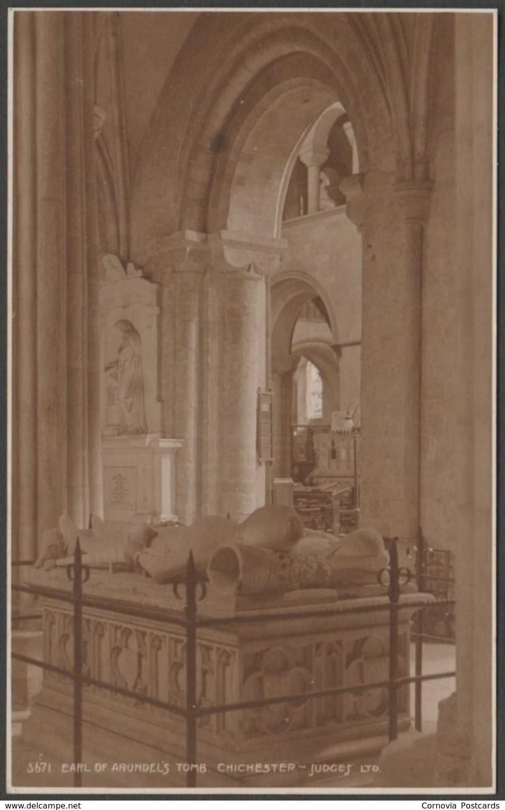 Earl Of Arundel's Tomb, Chichester Cathedral, Sussex, C.1920 - Judges RP Postcard - Chichester