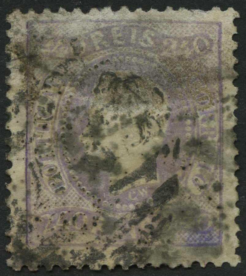 PORTUGAL 33 O, 1870, 240 R. Lila, Fein (fleckig Verfärbt), Mi. (600.-) - Used Stamps