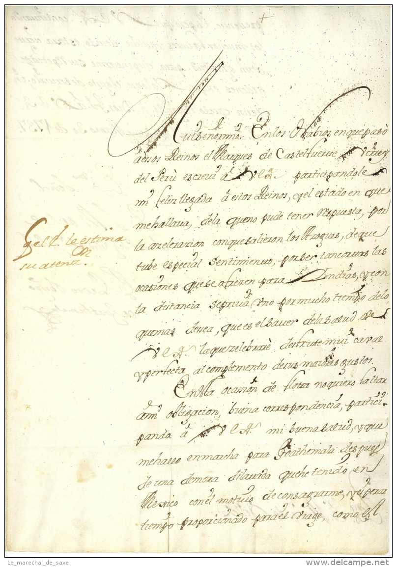 FIGUEROA, Pedro Pardo De. Bishop Of GUATEMALA 1735-1751. OAXACA Mexico 1737 Mexique - Documents Historiques