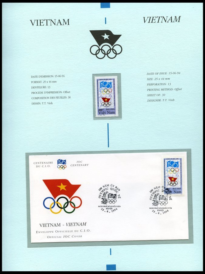 SPORT **,Brief , Präsentation der Philatelie Kollektion zum 100 jährigen Bestehen des IOC in 3 Bolaffi Spezialalben (dre