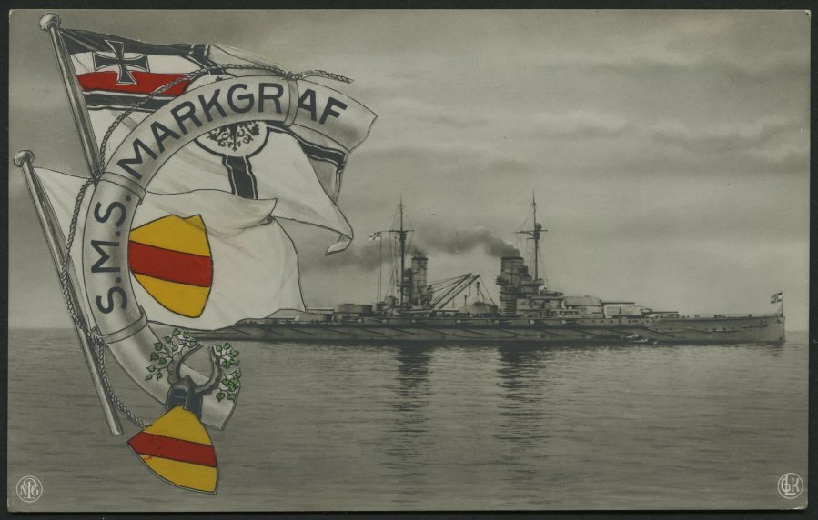 ALTE POSTKARTEN - SCHIFFE KAISERL. MARINE S.M.S. Markgraf, Gebrauchte MSP-Karte - Warships