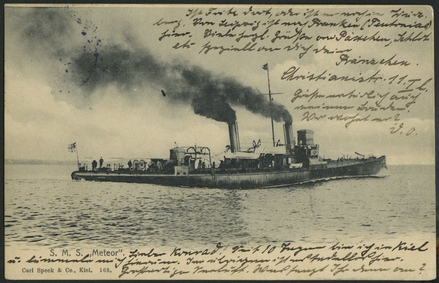 ALTE POSTKARTEN - SCHIFFE KAISERL. MARINE BIS 1918 S.M.S. Meteor, Gebrauchte Karte Von 1904 - Warships