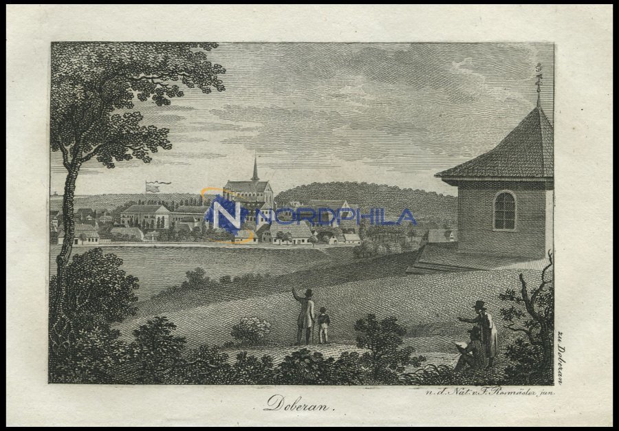 DOBERAN, Gesamtansicht, Blick Vom Pavillon, Kupferstich Von F. Rosmäsler Jun. Von 1820 - Litografia