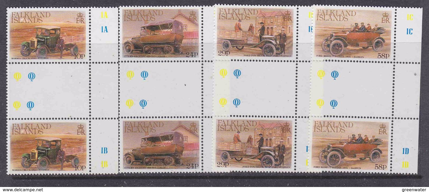 Falkland Islands 1988 Early Vehicles 4v Gutter  (+margin) ** Mnh (37134A) - Islas Malvinas