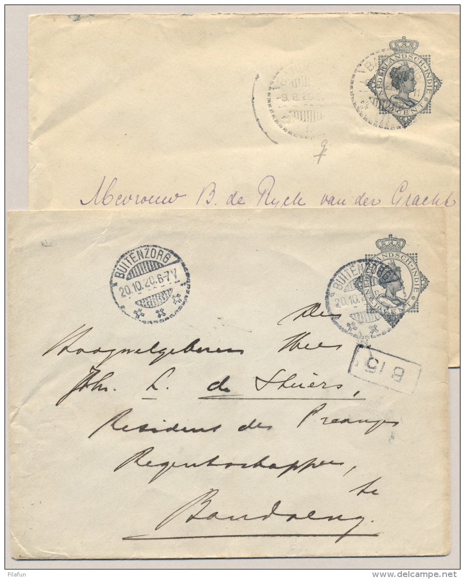 Nederlands Indië - 1915/20 - 2x 10 Cent Wilhelmina, Envelop G39a En G41 - Gebruikt - Netherlands Indies