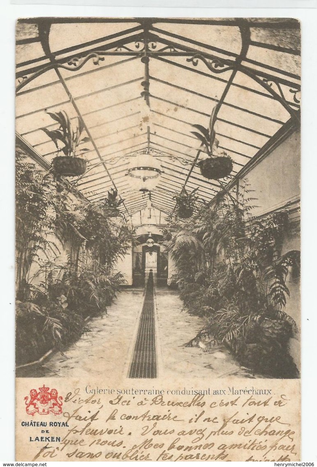 Belgique - Bruxelles - Laeken Chateau Royal Galerie Souterraine Conduisant Aux Maréchaux 1903 - Laeken