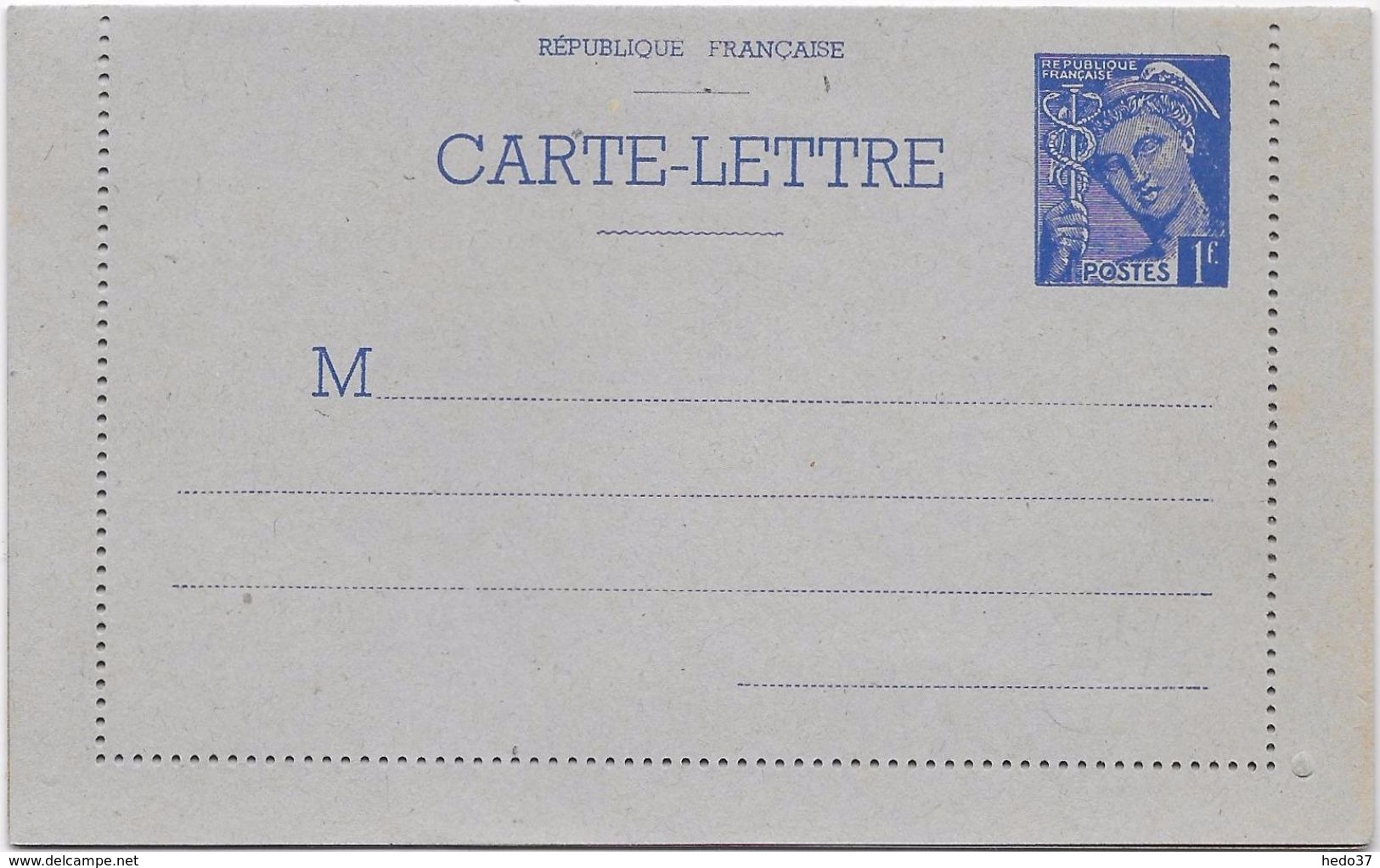 France Entiers Postaux - Type Mercure - 1 Fr Outremer - Carte-lettre - Letter Cards