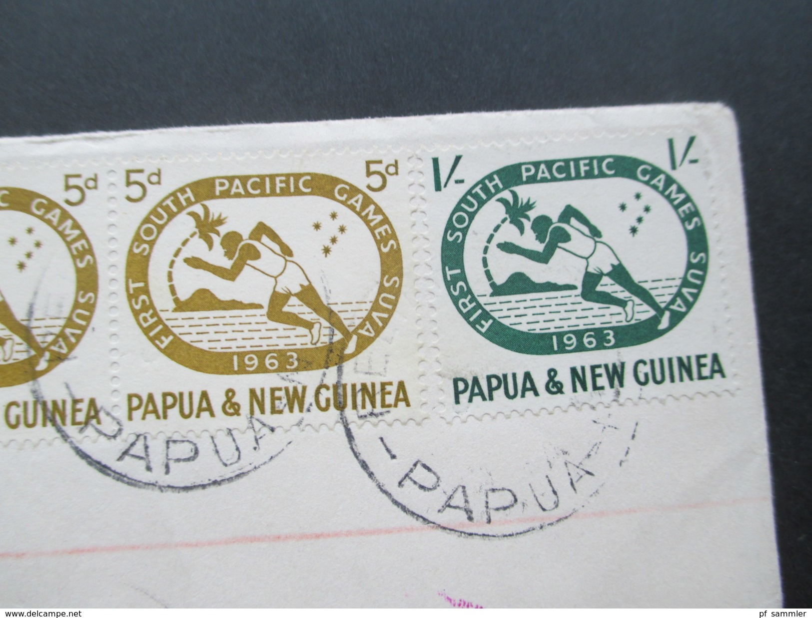 Papua & New Guinea / Neuguinea 1963 Südpazifische Sportspiele Suva / Fidschi. Nr. 50/51 MiF Nach Tucson Mit 8 Stempeln!! - Papua Nuova Guinea