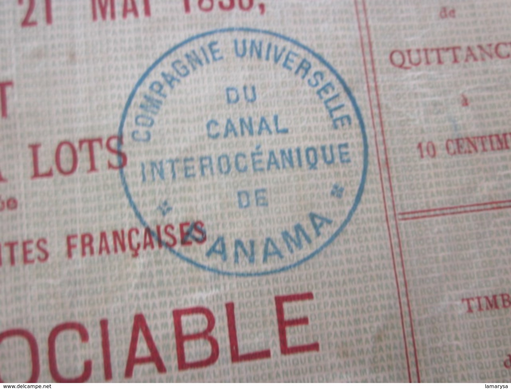 1888 Action & Titre Thème Navigation COMPAGNIE UNIVERSELLE DU CANAL INTEROCÉANIQUE DE PANAMA+FISCAL CACHET CONTRÔLE - Navegación