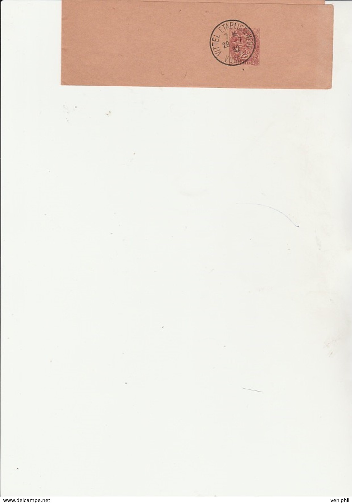 BANDE POUR JOURNAUX N° 108 B15 ETABLISSEMENT   OBLITEREE CACHET A DATE VITTEL ETABLISSEMENT -VOSGES -1932 - Streifbänder