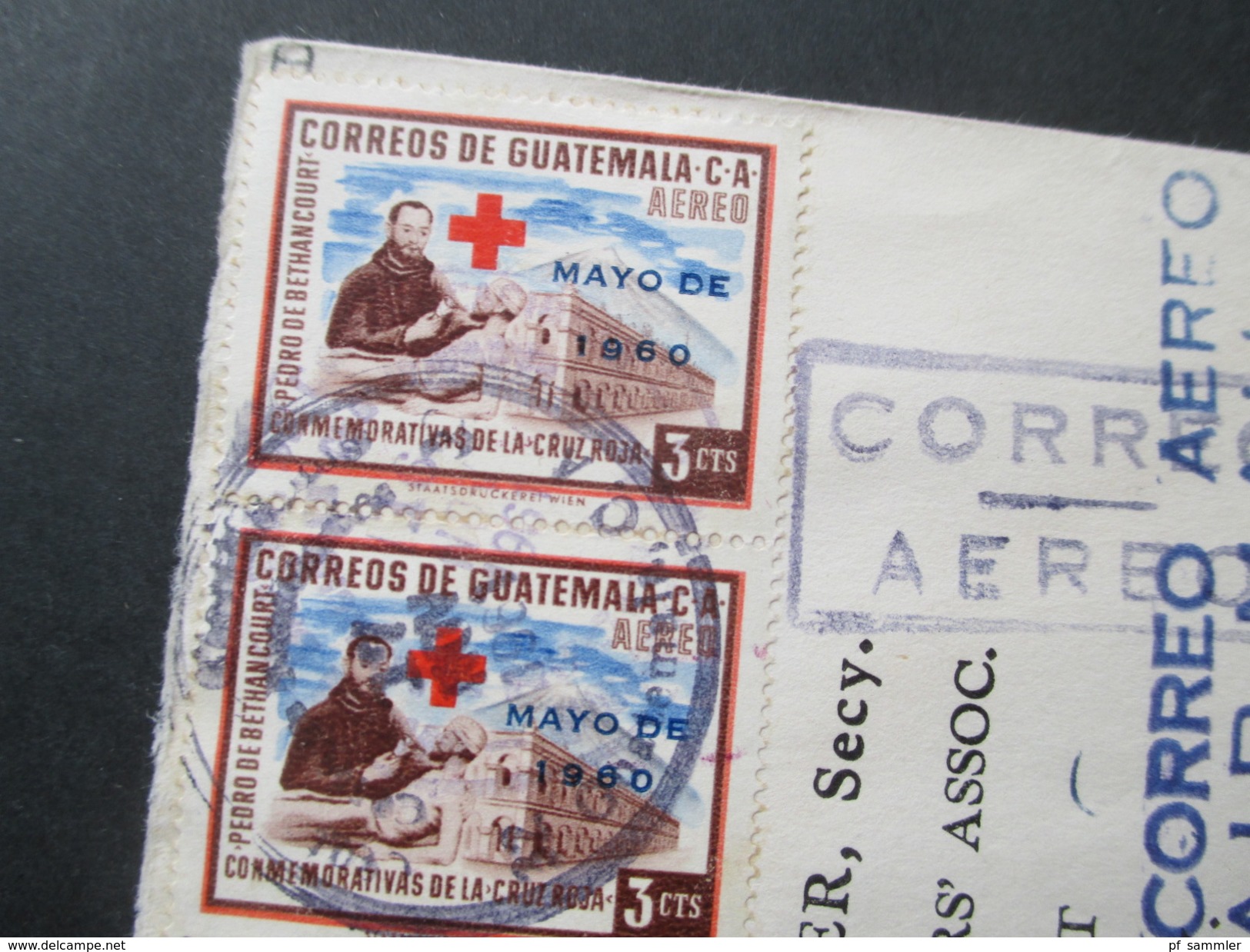 Guatemala Aufdruck Mayo De 1960 Rotes Kreuz. Luftpost. R-Brief C9524. Kurt Jihn Weiss- US Stamp Dealers' Assoc. - Guatemala