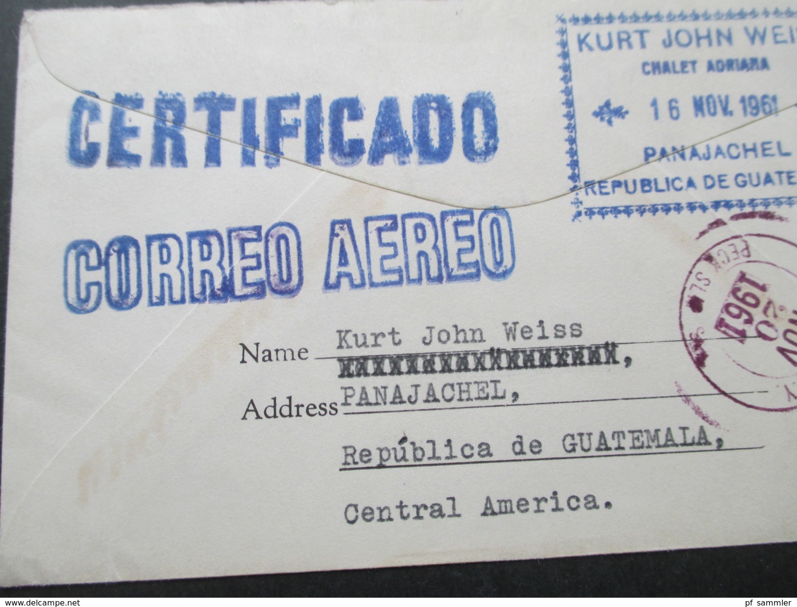 Guatemala Aufdruck Mayo de 1960 Rotes Kreuz. Luftpost. R-Brief C9524. Kurt Jihn Weiss- US Stamp Dealers' Assoc.