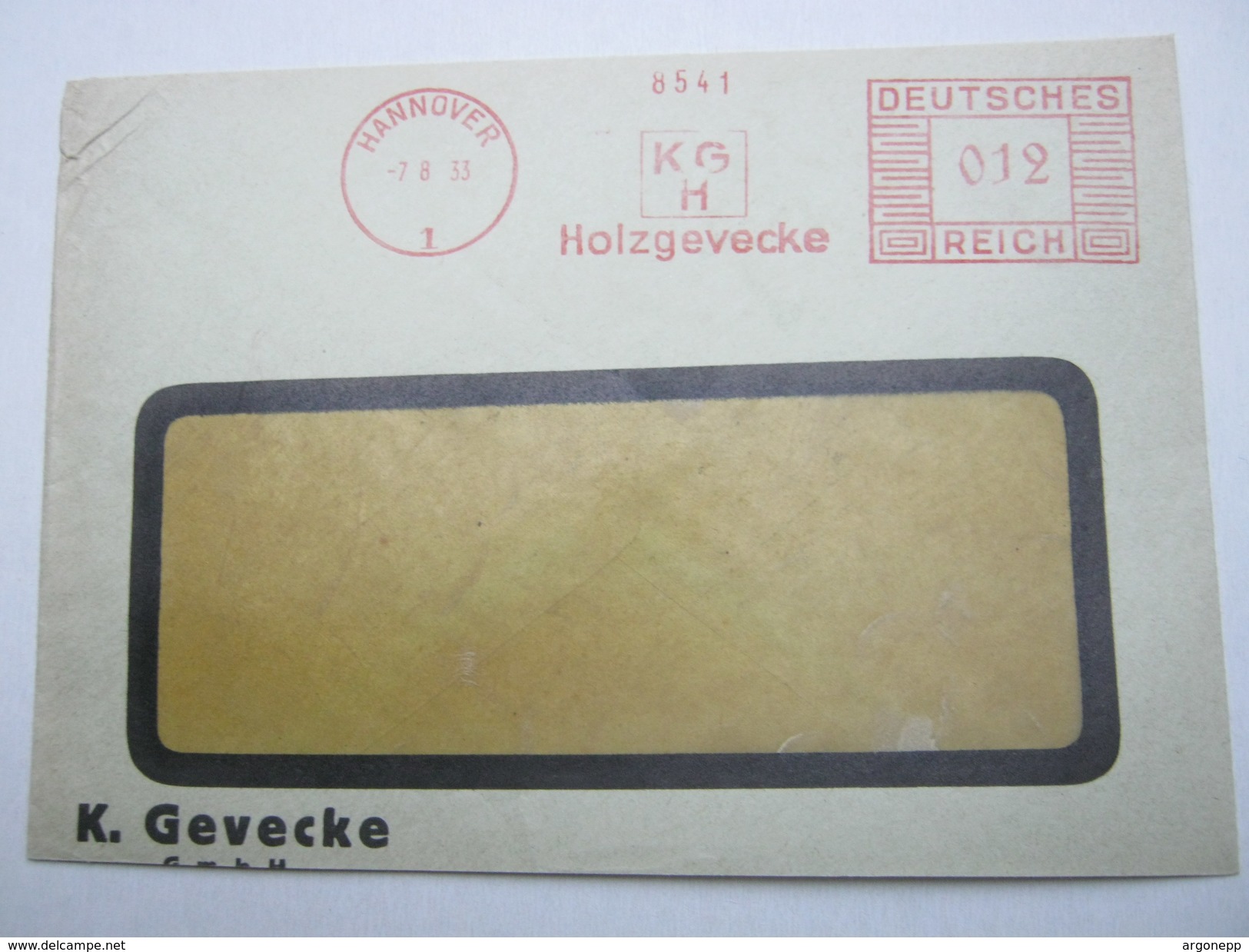 1933 , Hannover   , Glasklarer Firmen - Freistempel  Auf   Brief , Etwas Verkürzt - Briefe U. Dokumente