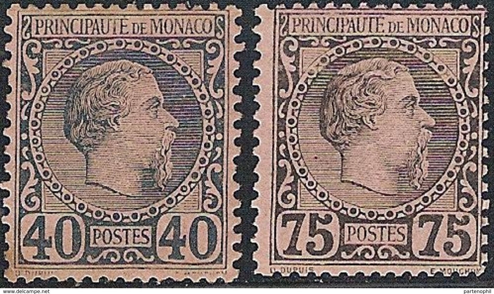 MONACO 1855 : 25 Cent. + 75 Cent. N.7/8  MH - Neufs