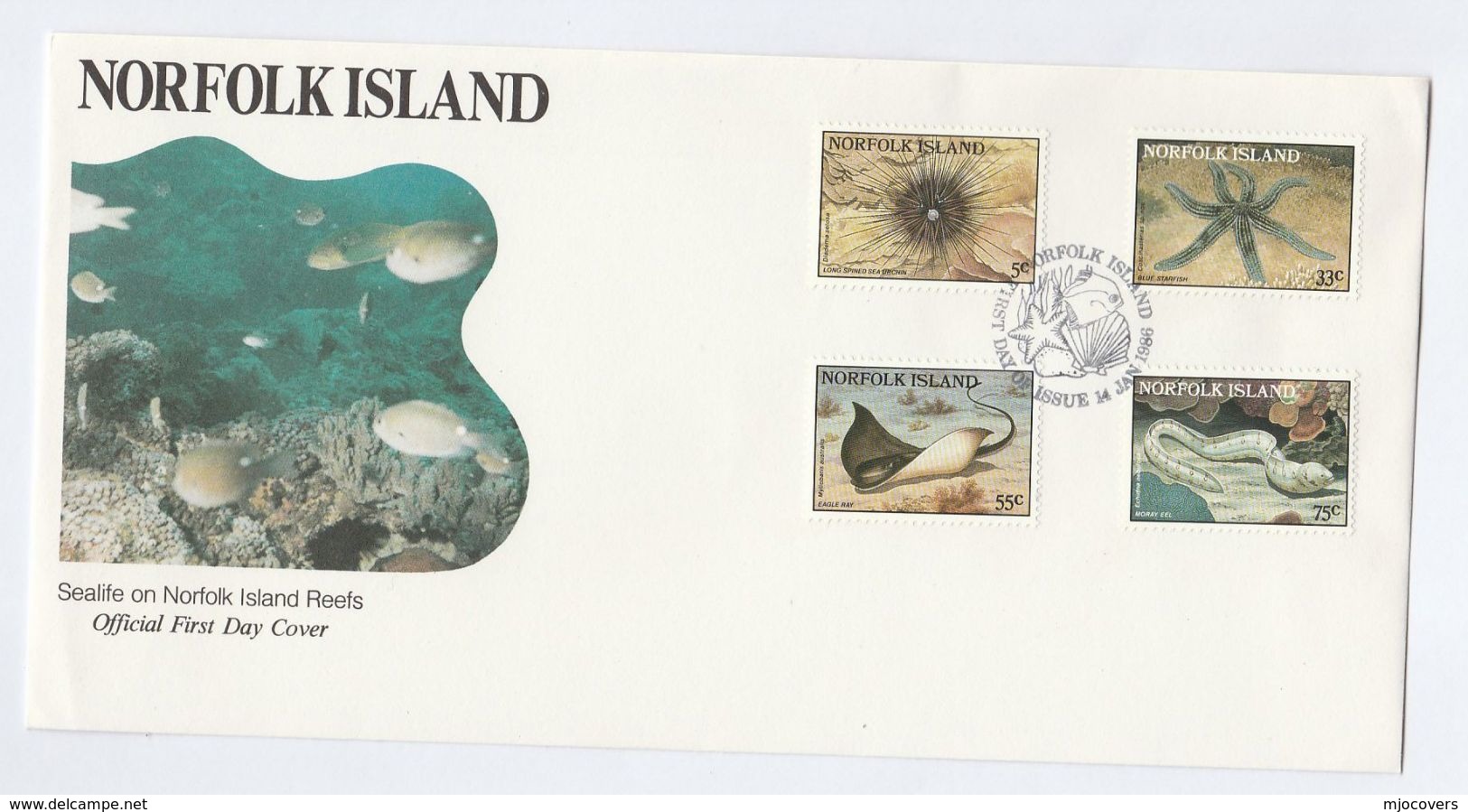 1986 NORFOLK ISLAND FDC Sealife FISH CORAL Cover Stamps - Fishes