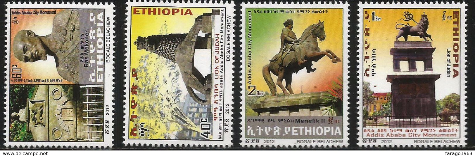 2012 Ethiopia Addis Abbaba Monuments Complete Set Of 4 MNH - Etiopía