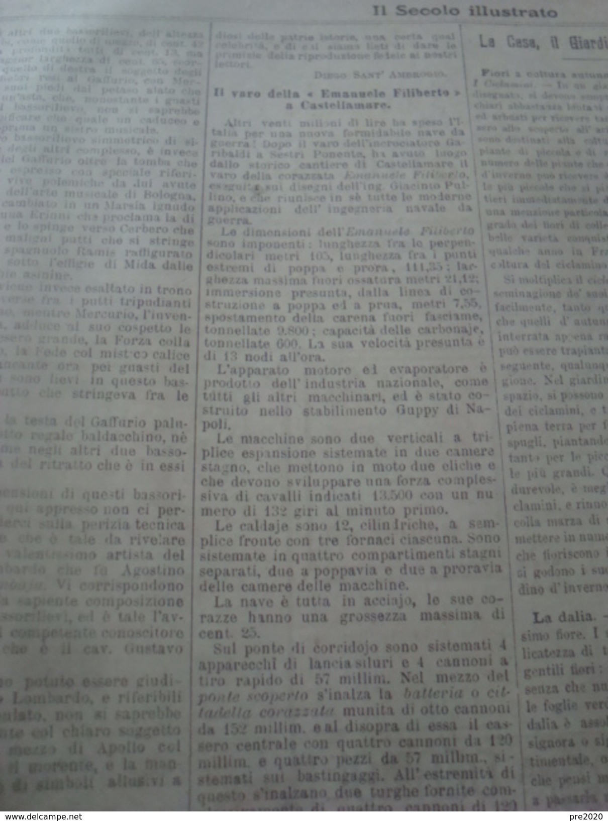 IL SECOLO ILLUSTRATO 1897 ORIA BRINDISI FRANCHINO GAFFURIO LODI TREVISO CASTELLAMMARE DI STABIA NAVE EMANUELE FILIBERTO - Altri & Non Classificati