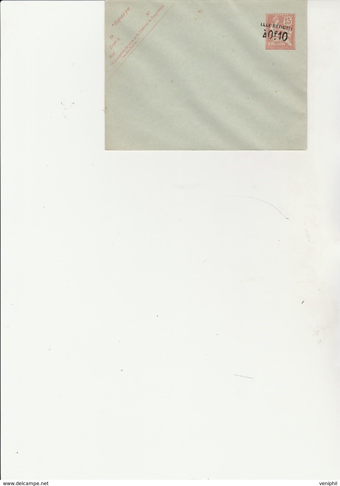 ENTIER POSTAL  LETTRE N° 125 E2 SURCHARGE TAXE REDUITE A 0f,10 . ETAT NEUF- 1906 - Enveloppes Types Et TSC (avant 1995)