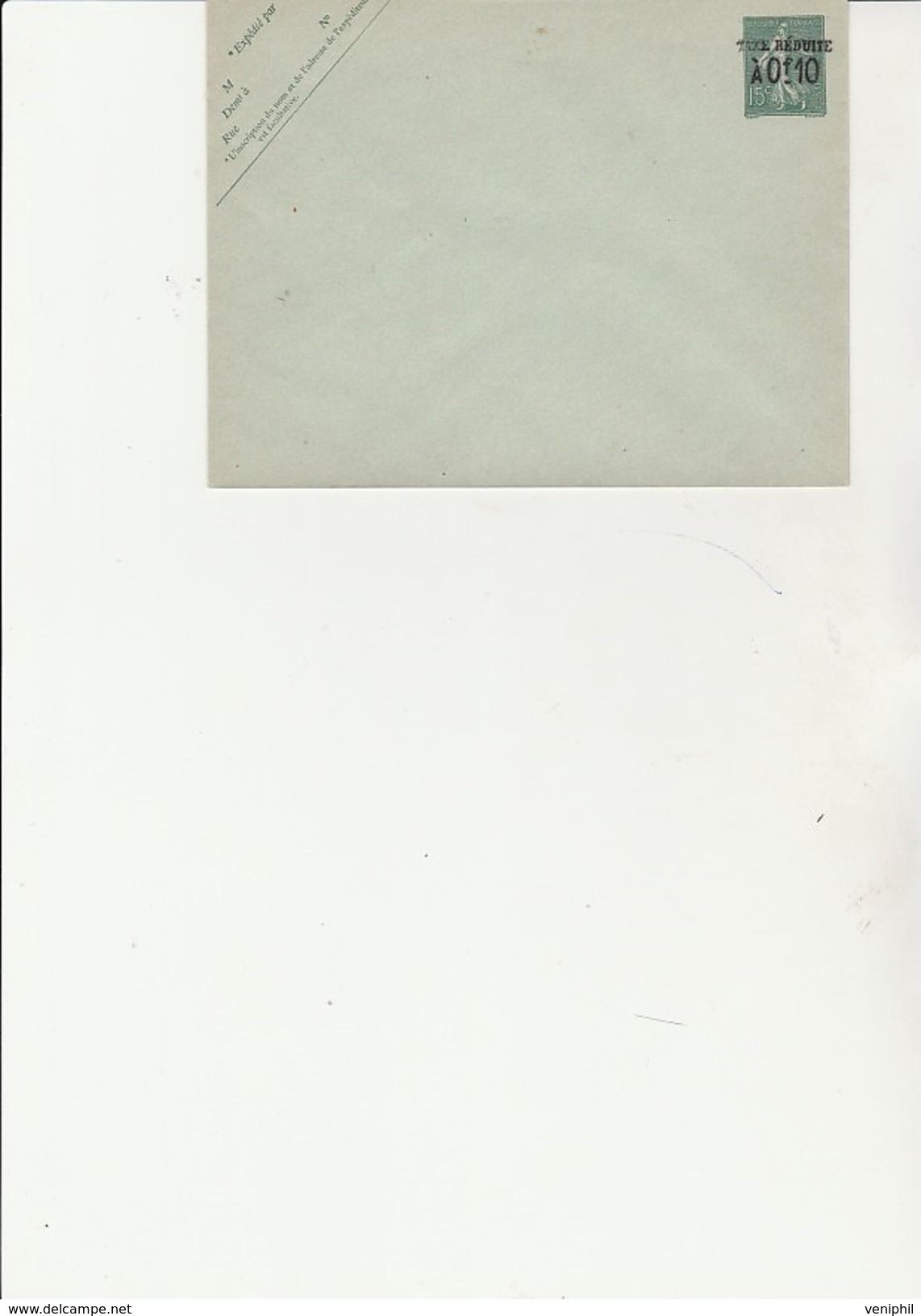 ENTIER POSTAL  LETTRE N° 130 E2 SURCHARGE TAXE REDUITE A 0f,10 . ETAT NEUF- 1906 - Enveloppes Types Et TSC (avant 1995)