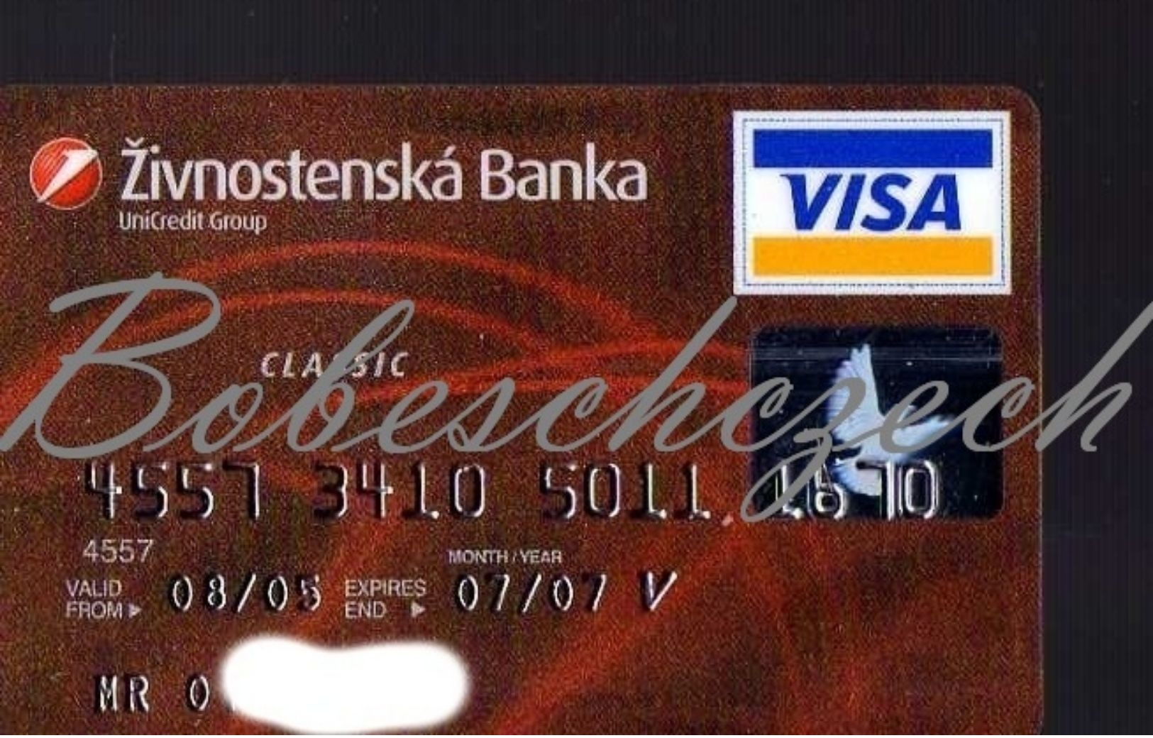 CZECH REPUBLIC 2007 VISA Zivnostenska Banka ZB Or ZIBA Renamed UniCredit Bank Czech Republic  Expired 2007 - Credit Cards (Exp. Date Min. 10 Years)