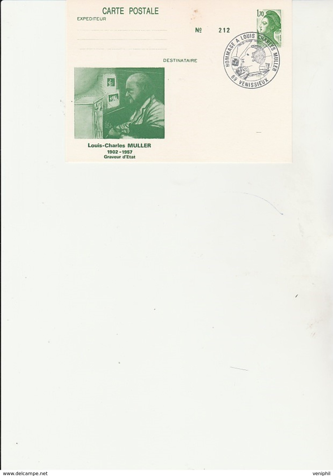 ENTIER POSTAL REPIQUE  N° 2318 CP1 - OBLITERE CACHET ILLUSTRE HOMMAGE  A L MULLER -VENISSIEUX 1985 - PAP: Private Aufdrucke